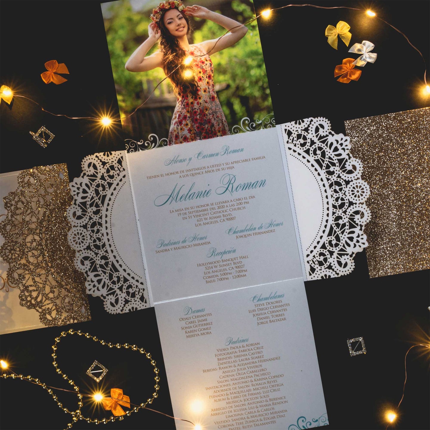 Quinceañera Dream Gold Glitter