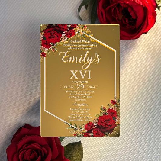 Acrylic Quinceañera Classic Gold 01