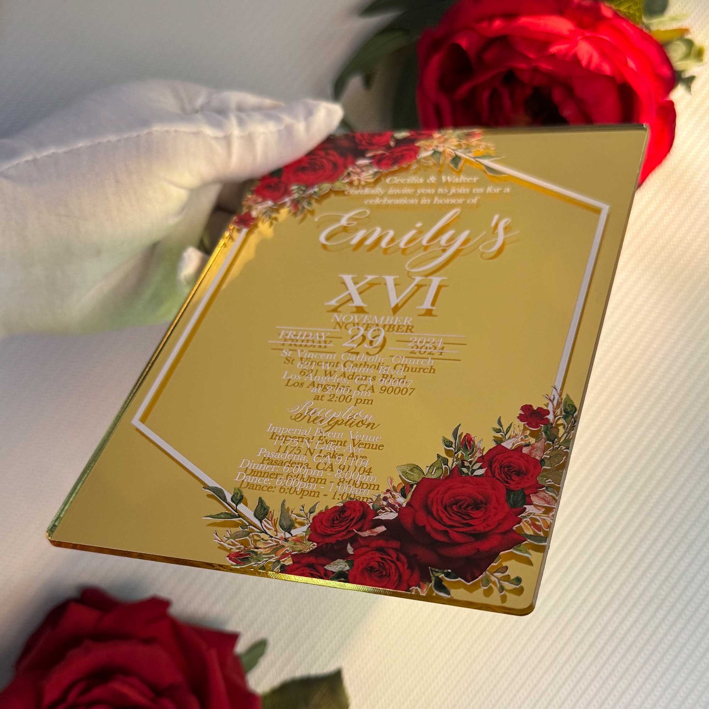 Acrylic Quinceañera Classic Gold 01
