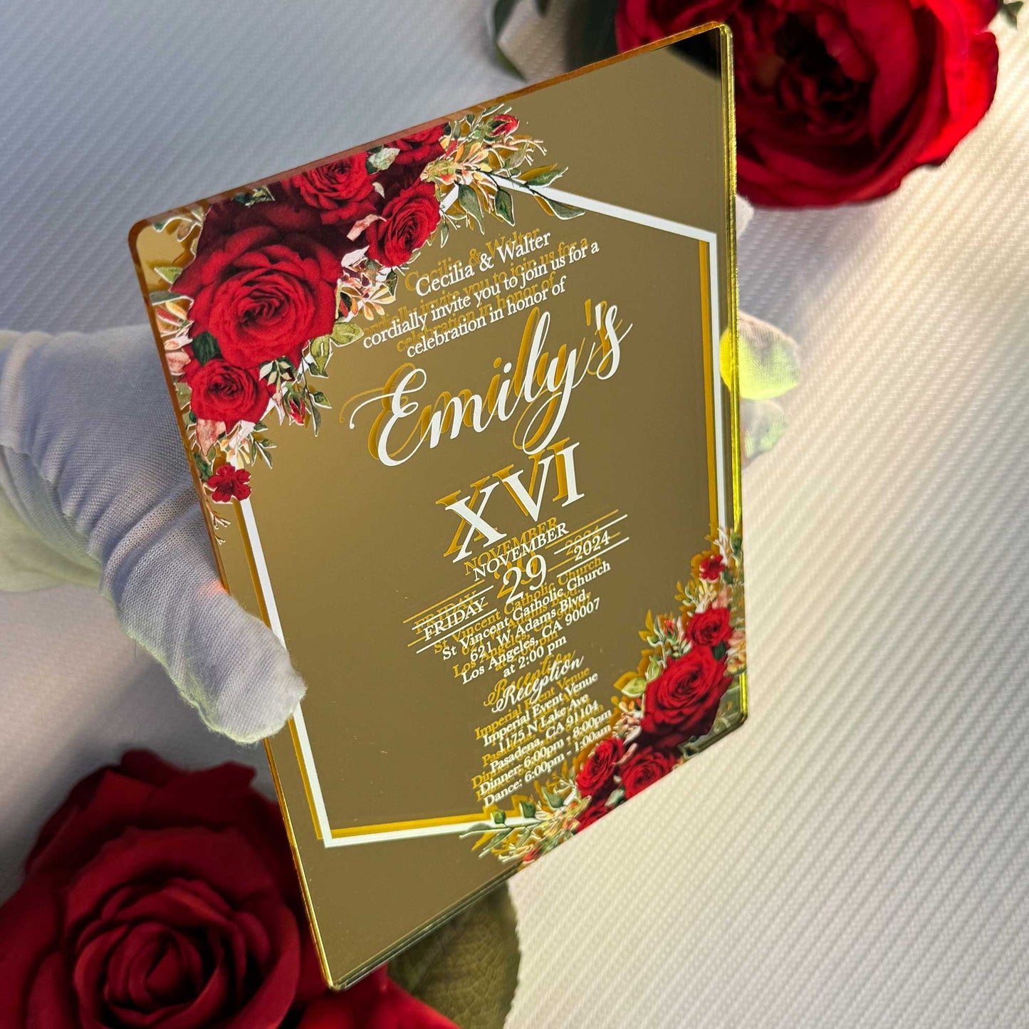 Acrylic Quinceañera Classic Gold 01
