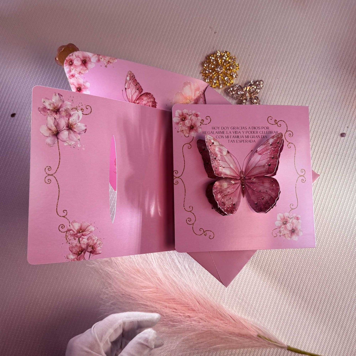 Quinceañera Deluxe Butterfly Pink
