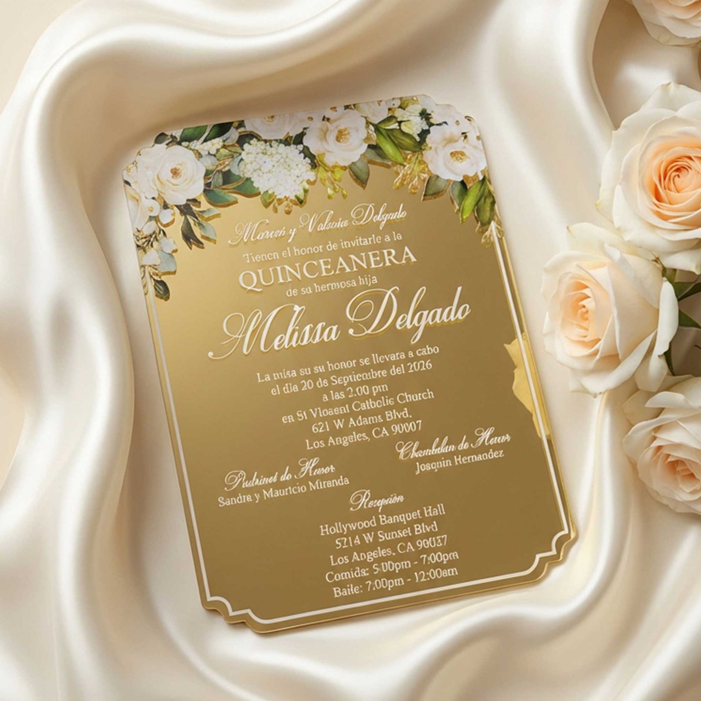 Acrylic Quinceañera Queen Gold 1