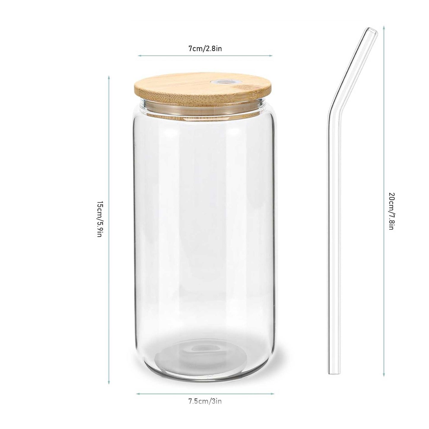 Glass Cup & Straw With Bamboo Lid