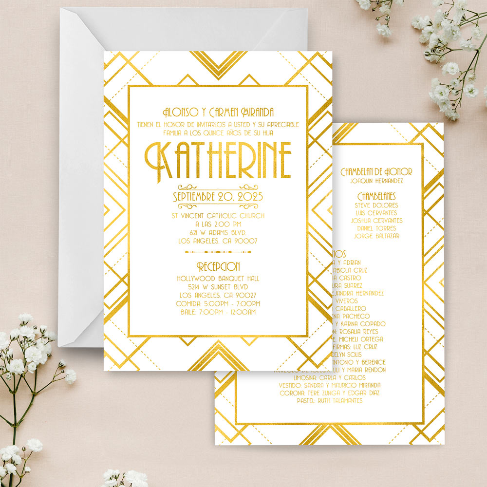 Quinceañera Foil Invites