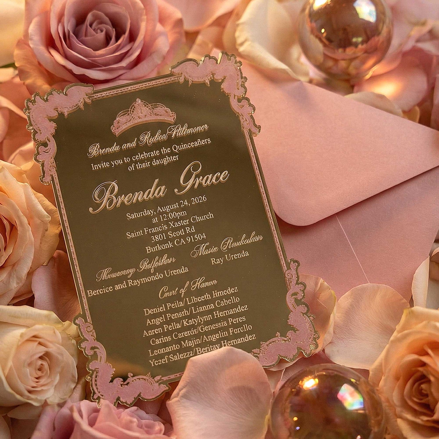 Quinceañera Gold Acrylic