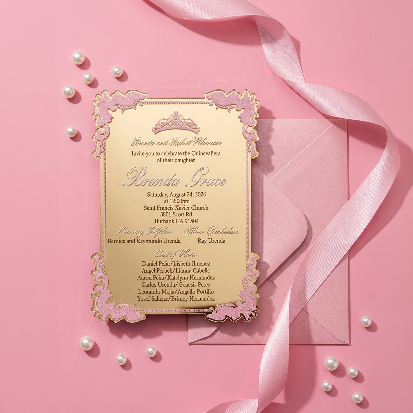 Acrylic Quinceañera Victoria Gold 2