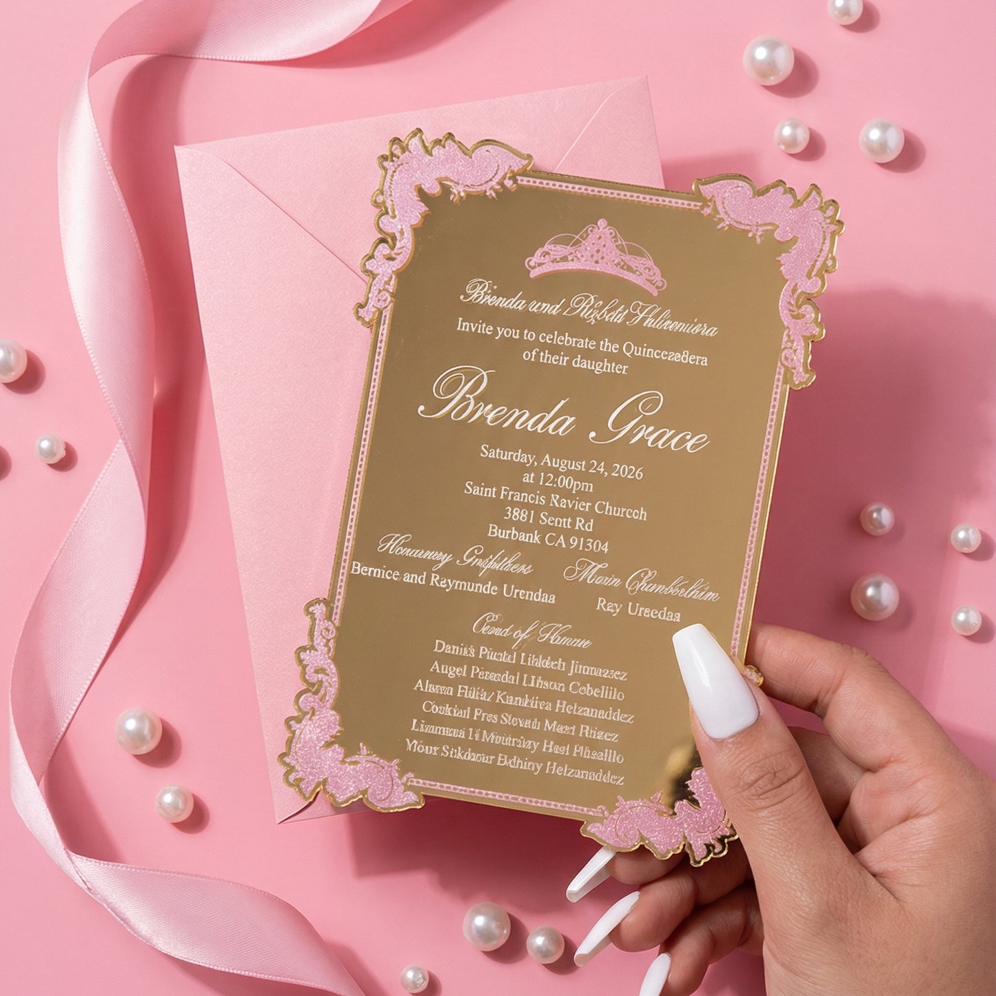 Acrylic Quinceañera Victoria Gold 2