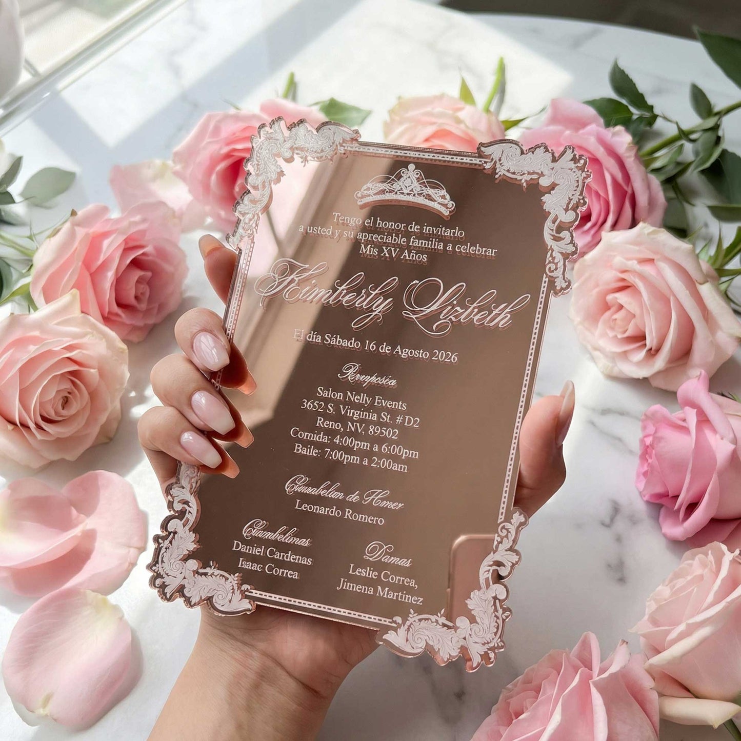 Acrylic Quinceañera Rose Gold Victoria 1