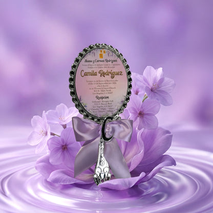 Acrylic Quinceañera Gold Hand Mirror (Invite Only)