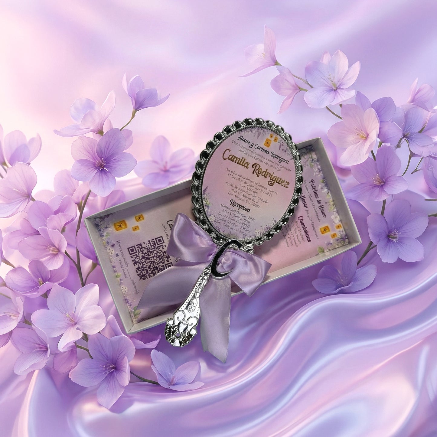 Acrylic Quinceañera Gold Hand Mirror (Invite Only)